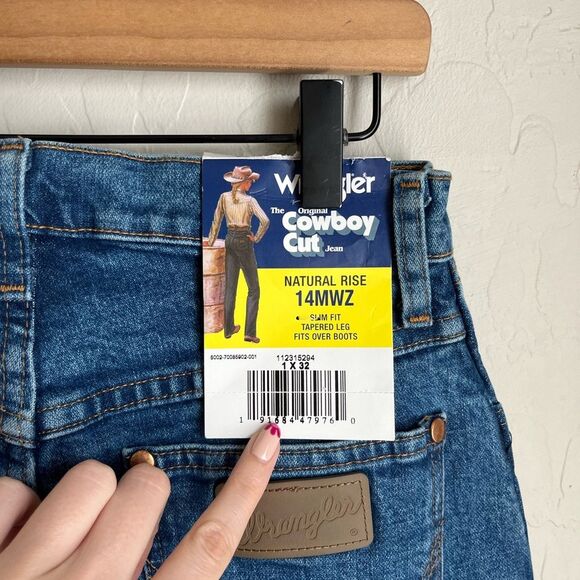 Wrangler Cowboy Cut Slim Fit Stone Wash Blue Denim Jeans NEW NWT Size 1x32 - Picture 5 of 6
